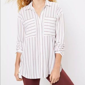 LOFT Oversized striped rayon shirt